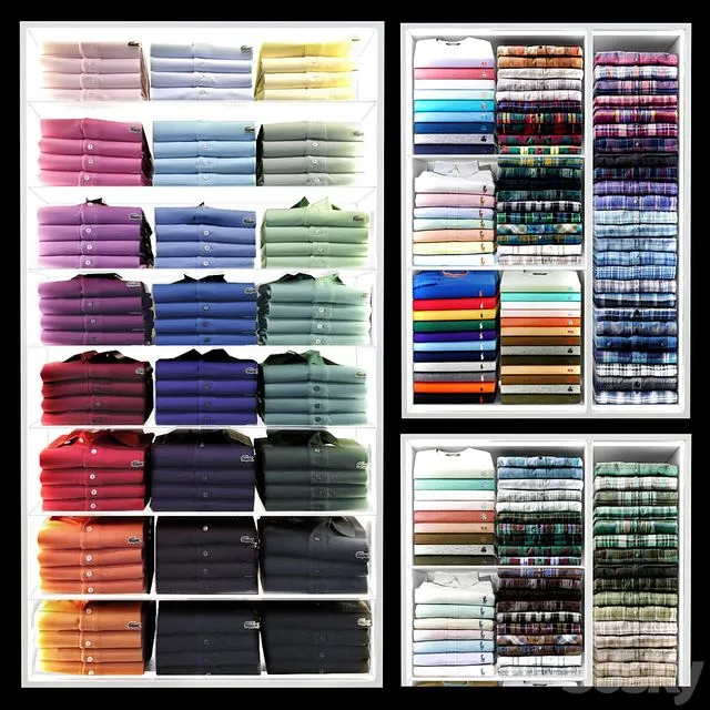 Shelves with shirts 3D Model