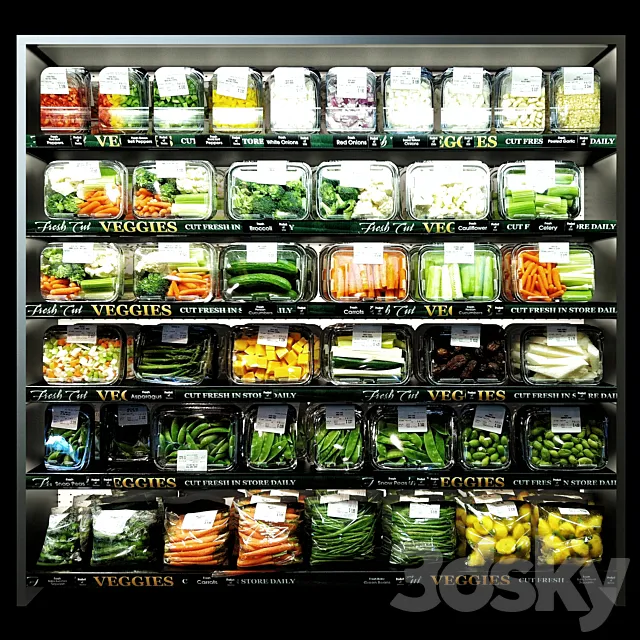 Shelves with vegetables 3D Model