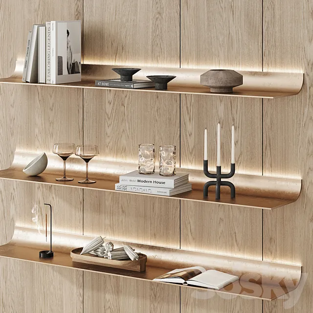 Shelves_rack with Element decor 3D Model