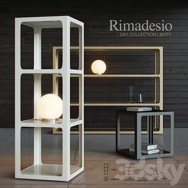 Shelving and table Rimadesio Sixty 3DModel