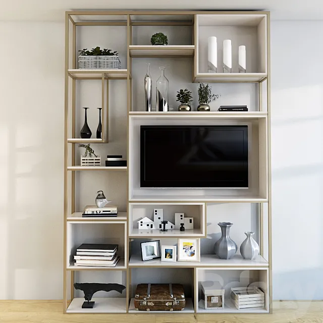 Shelving partition with TV 3DModel