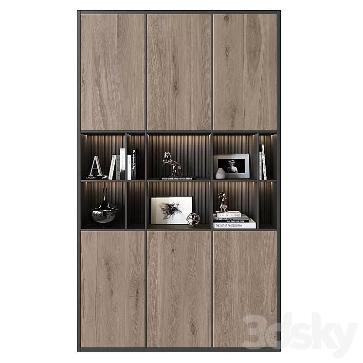 Shelving unit in modern style 01 3D Model Free Download