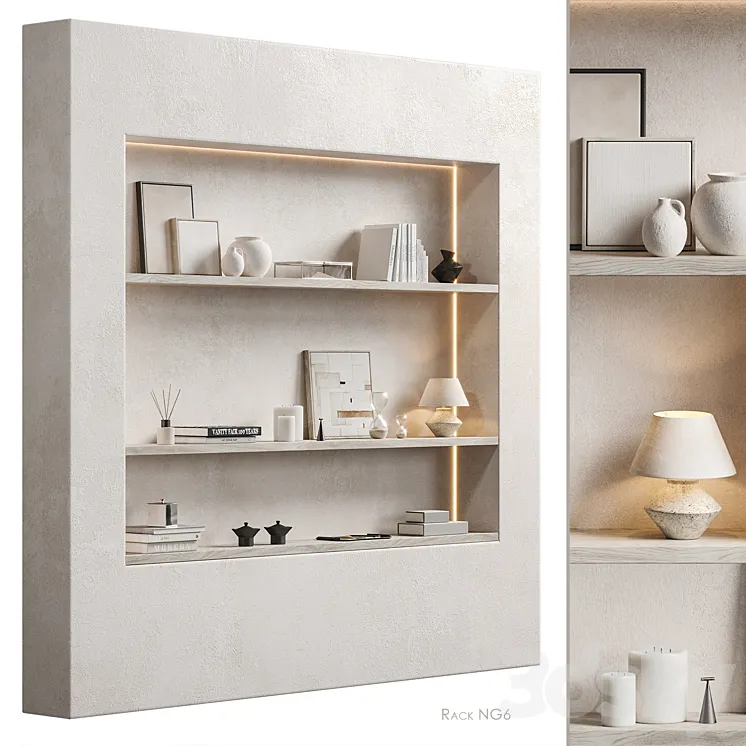 Shelving unit NG6 with Zara Home decor 3D Model Free