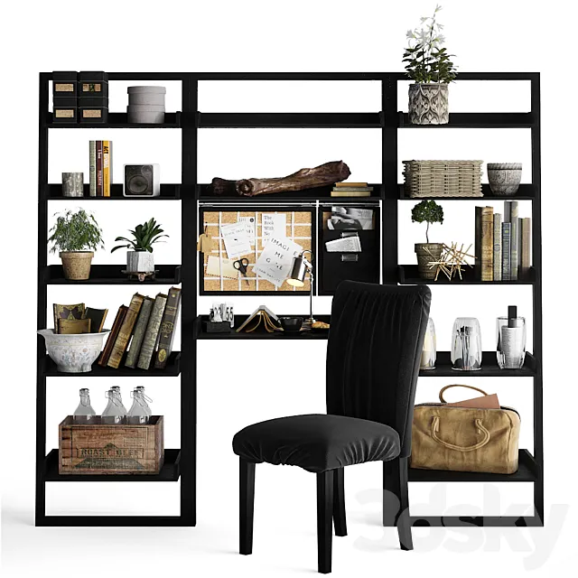 Shelving unit with working table 3DModel