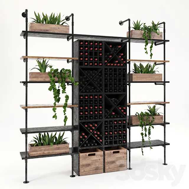 Shelving Wine Station 4 3D Model