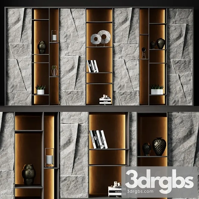 Shelving with stone panels 2 3D Model Free