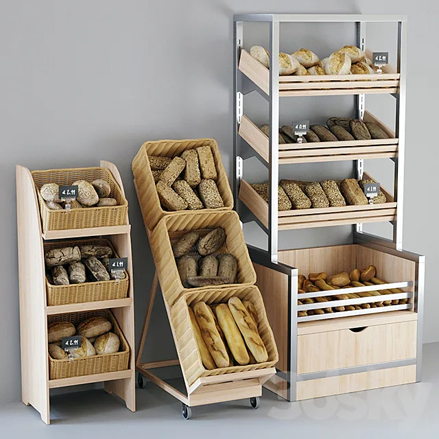 Shelvings with bread 3DModel
