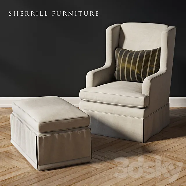 Sherill Furniture Swivel Rocker with ottoman 3DModel