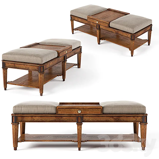 Sherrill Occasional Living Room Ottoman Cocktail Table 3D Model