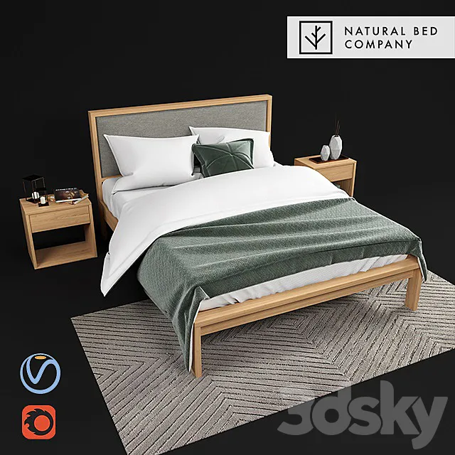 Shetland - bed with padded headboard 3DModel