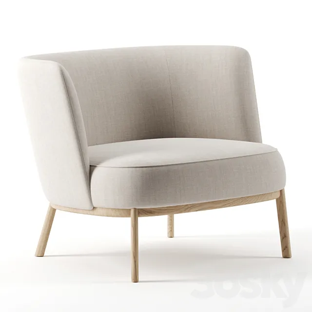 Shift Wood Low armchair by Offecct 3D Model