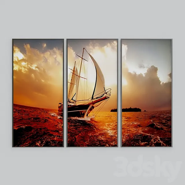 Ship in the sea 3D Model