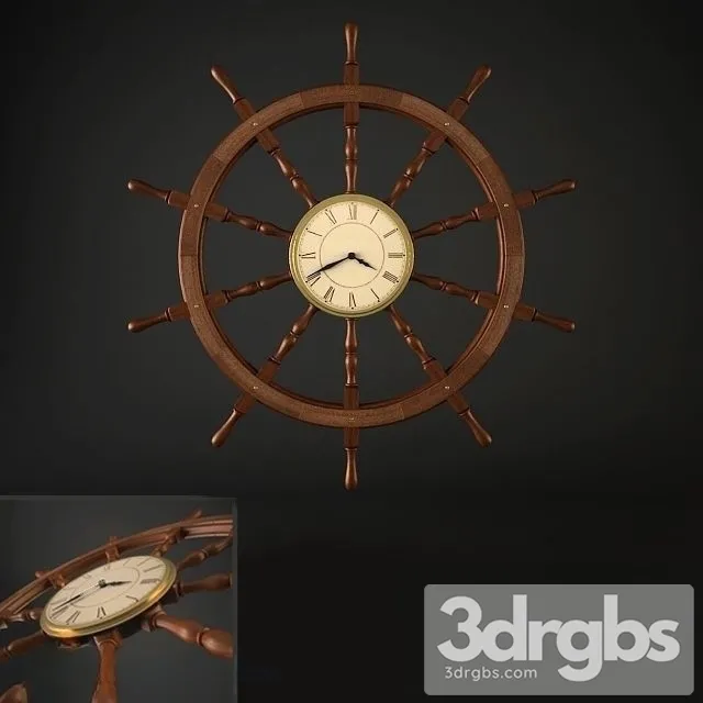Ship Steering Wheel Wall Clock 3D Model Free
