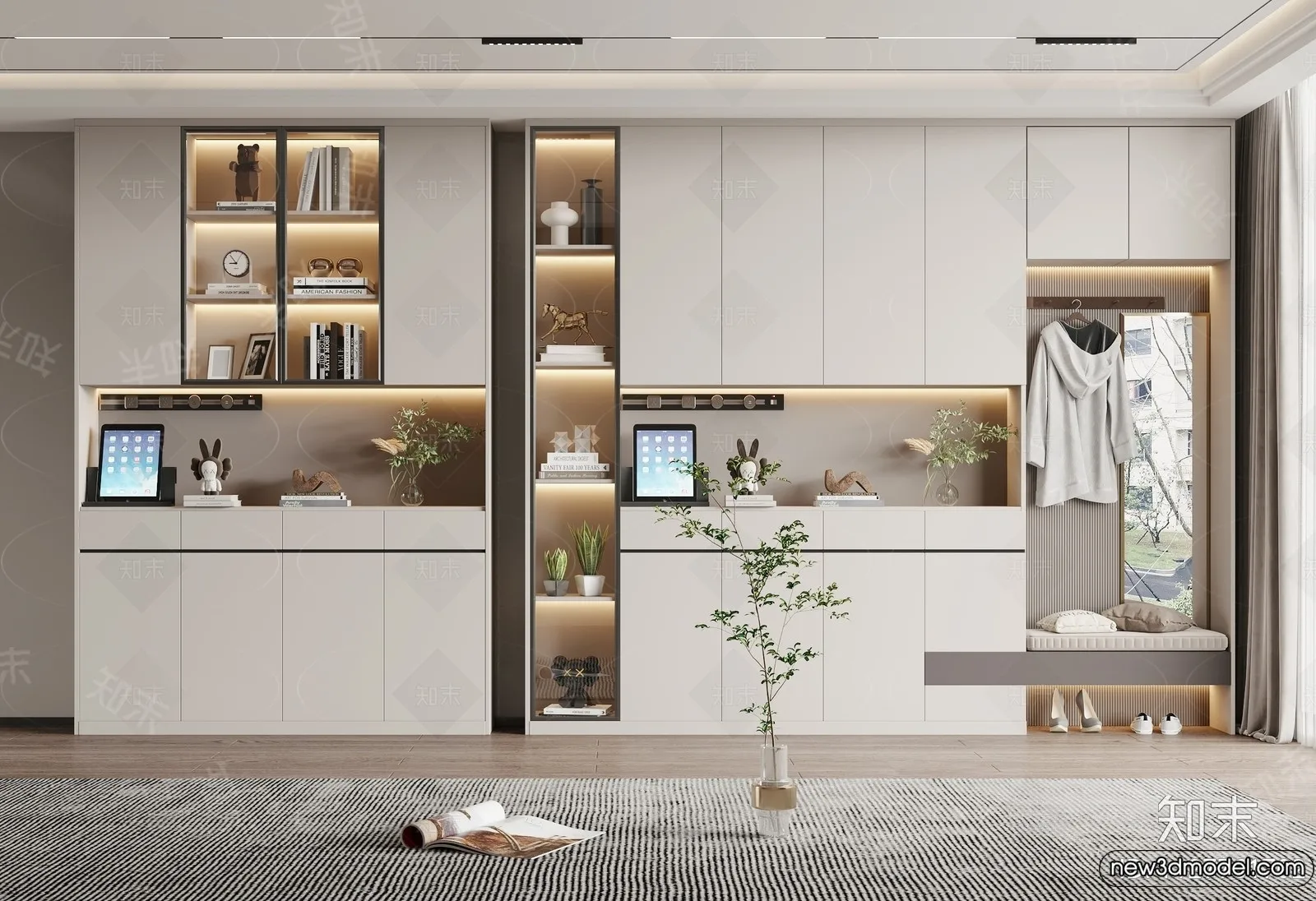 Shoe Cabinet and Racks - 3D Models for Interior - 001