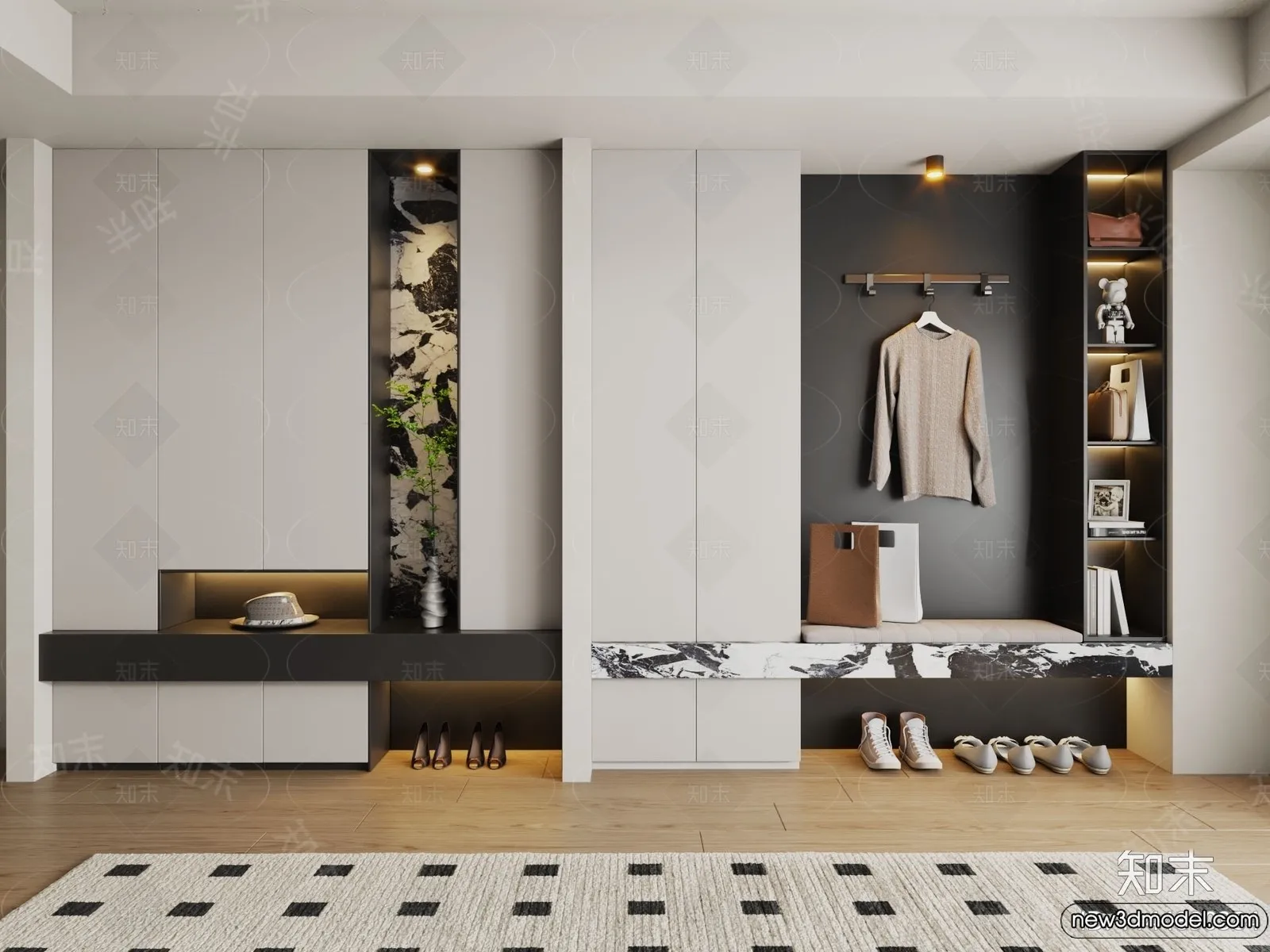 Shoe Cabinet and Racks - 3D Models for Interior - 006