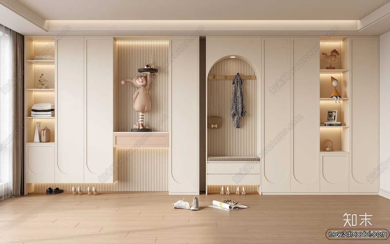 Shoe Cabinet and Racks - 3D Models for Interior - 008