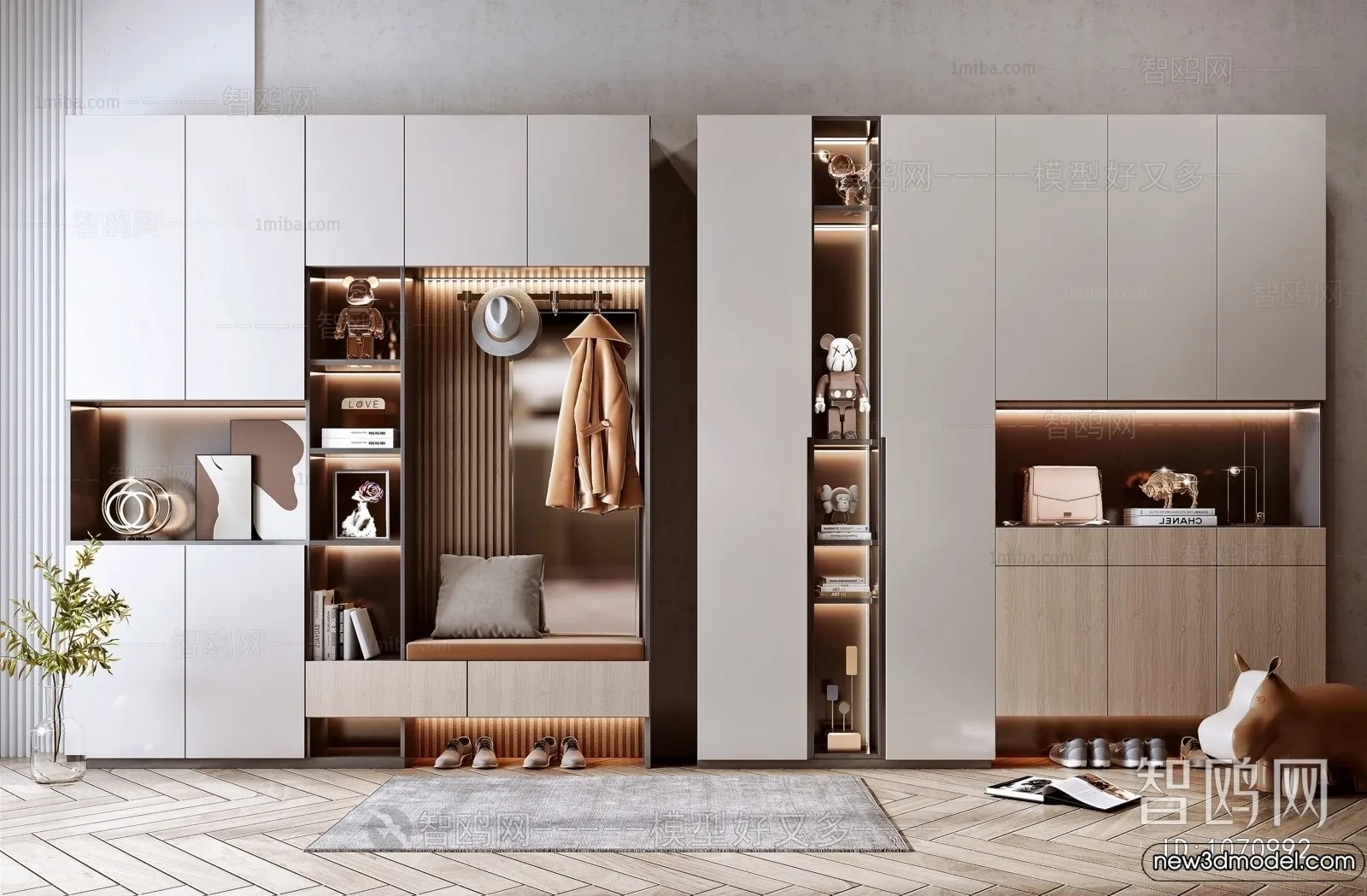 Shoe Cabinet and Racks - 3D Models for Interior - 013