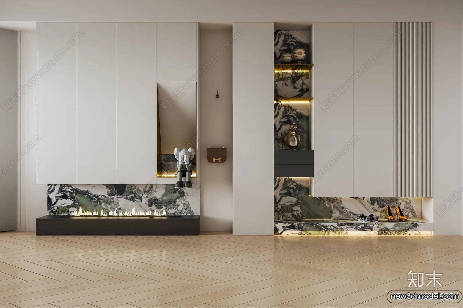 Shoe Cabinet and Racks - 3D Models for Interior - 014