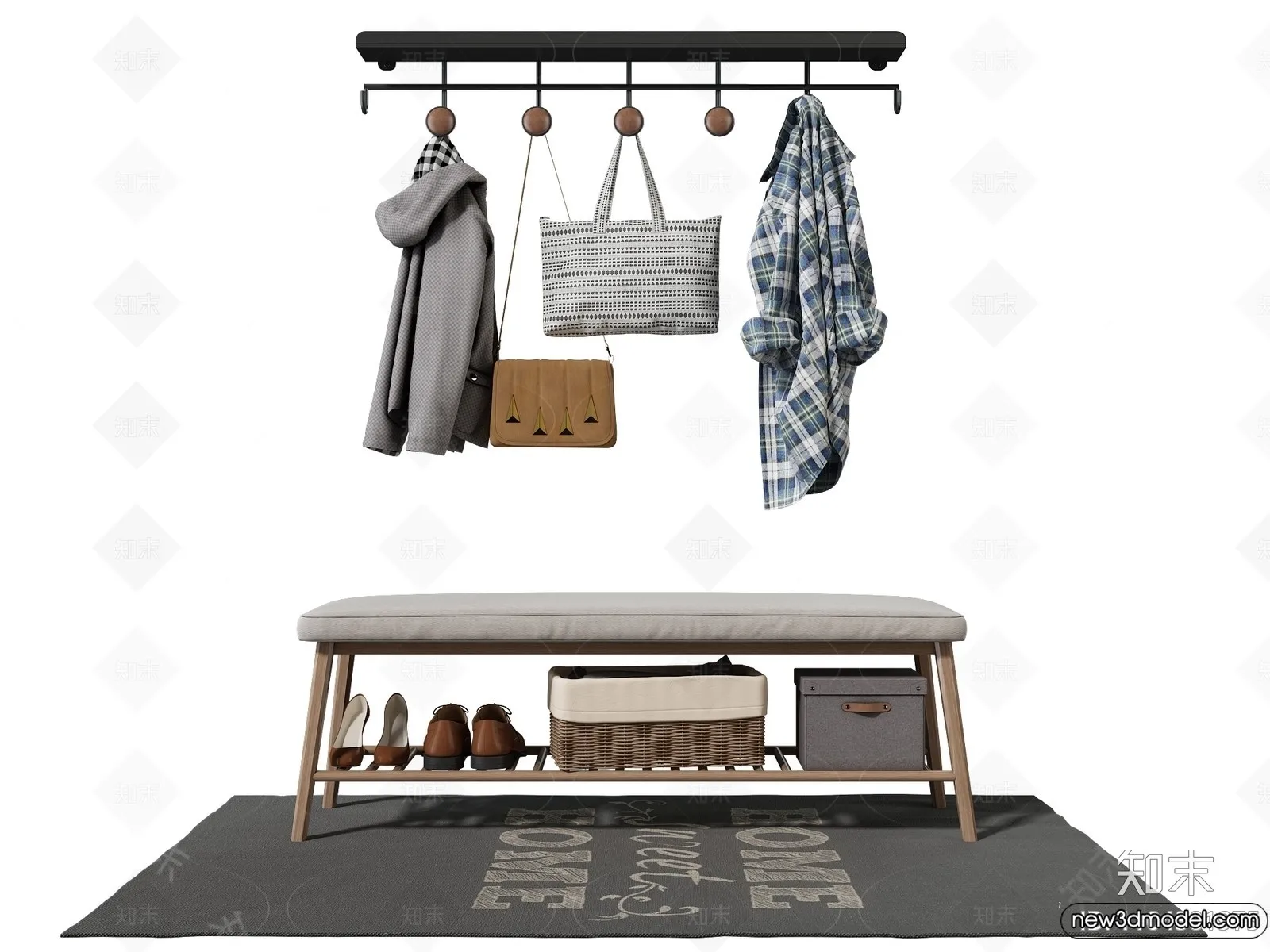 Shoe Cabinet and Racks - 3D Models for Interior - 022