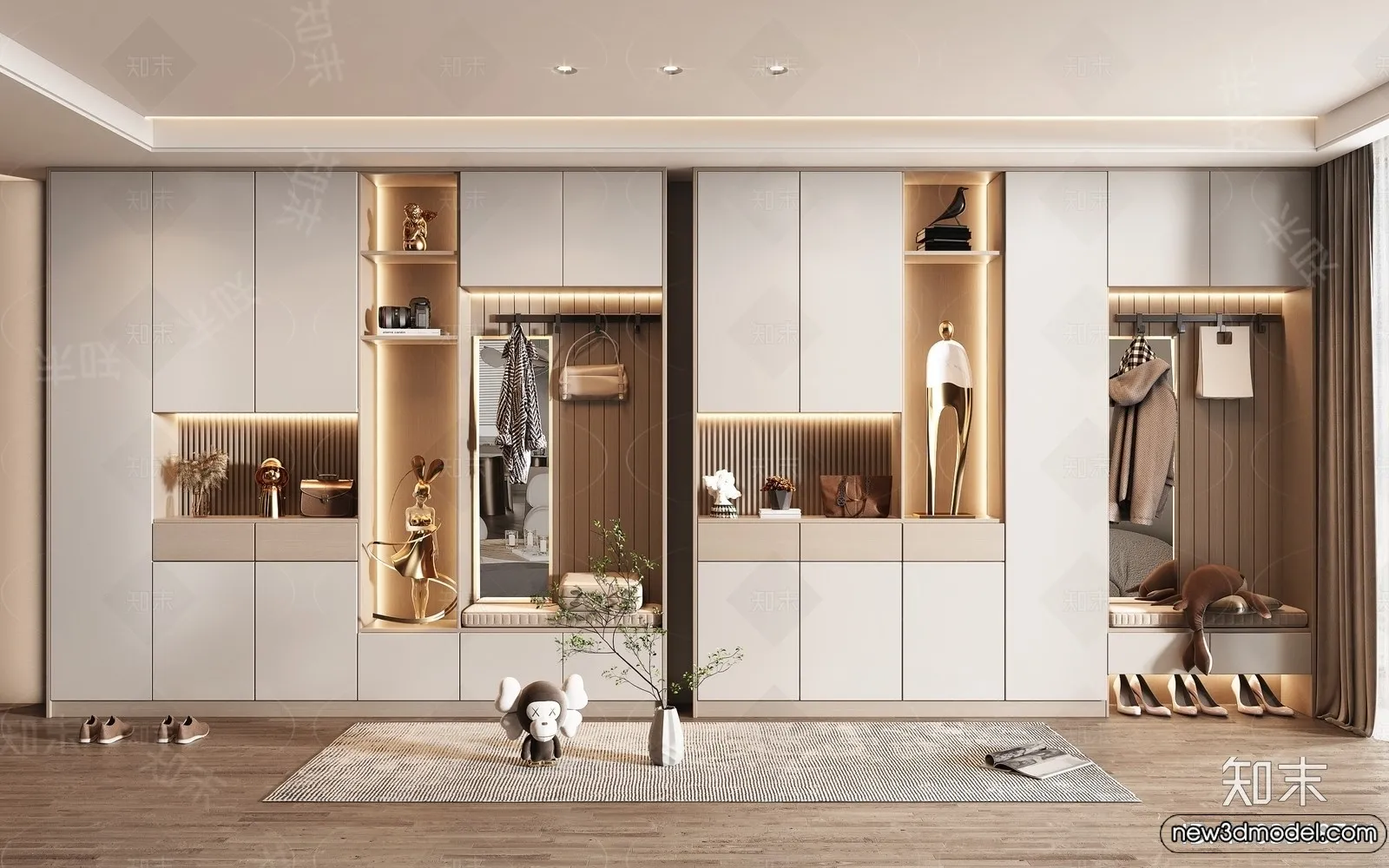 Shoe Cabinet and Racks - 3D Models for Interior - 025