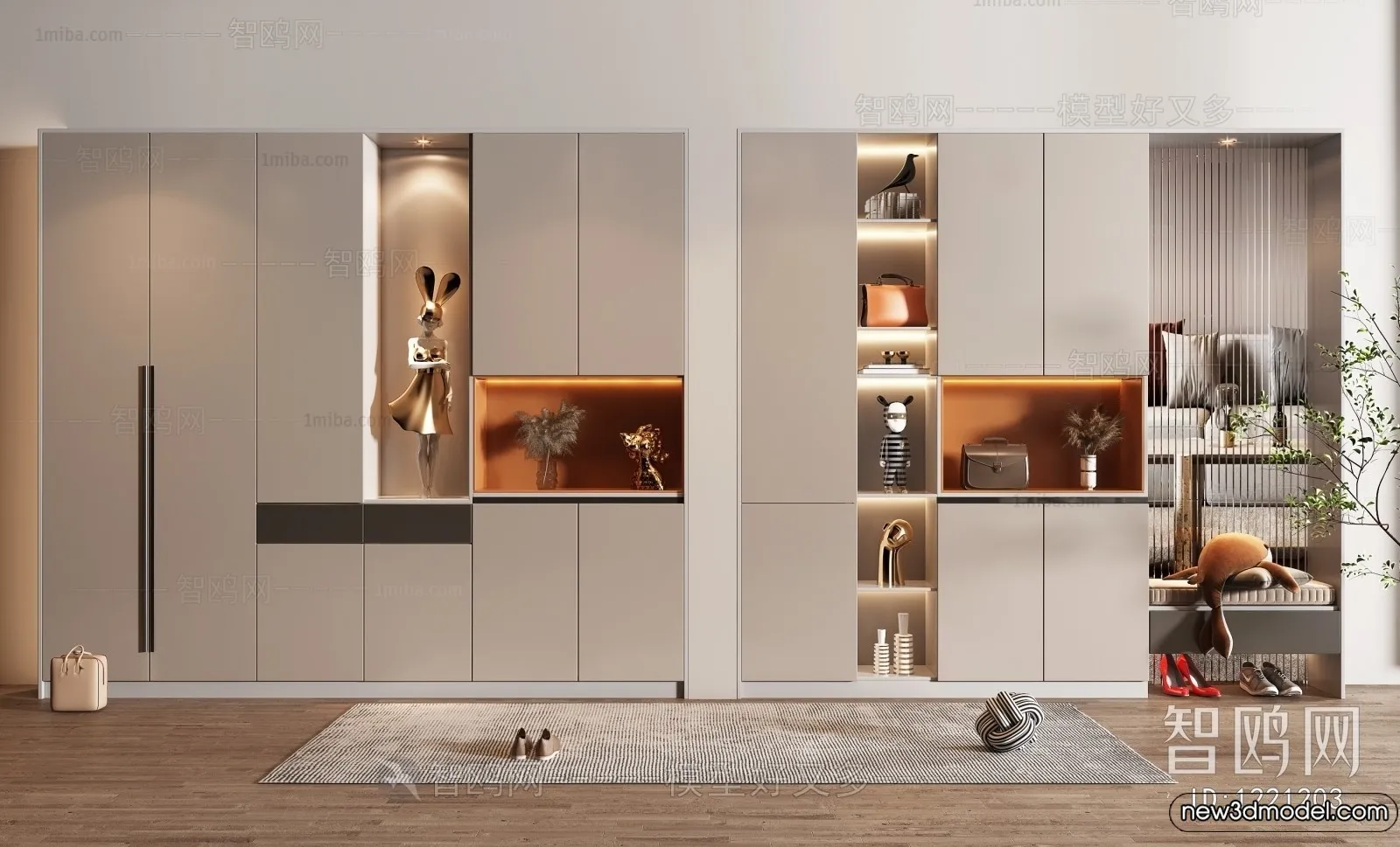 Shoe Cabinet and Racks - 3D Models for Interior - 026