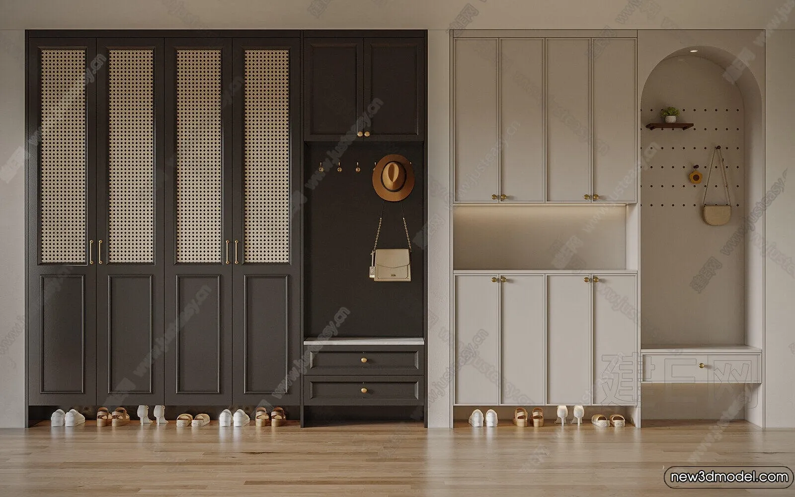 Shoe Cabinet and Racks - 3D Models for Interior - 027