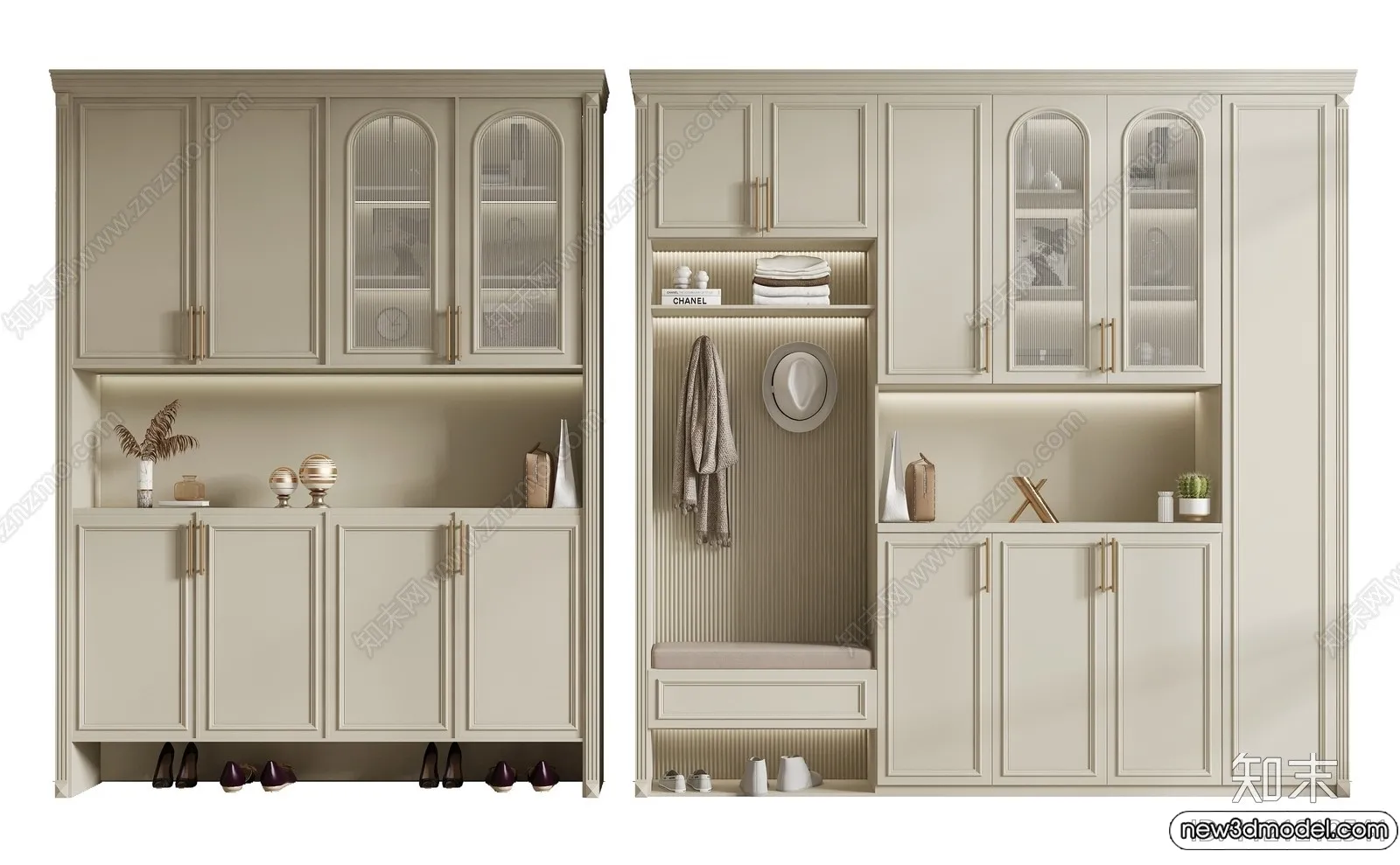 Shoe Cabinet and Racks - 3D Models for Interior - 028