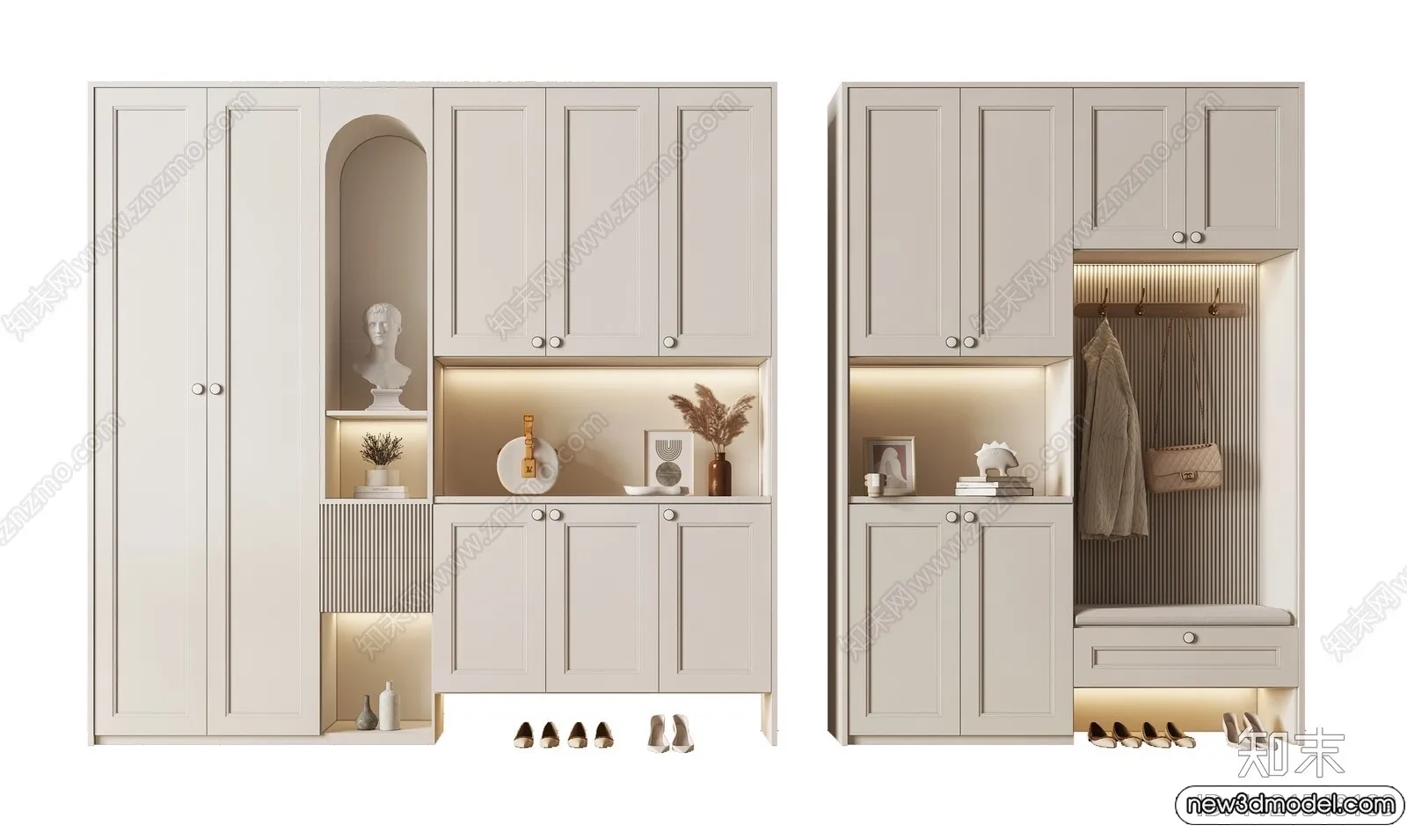 Shoe Cabinet and Racks - 3D Models for Interior - 029