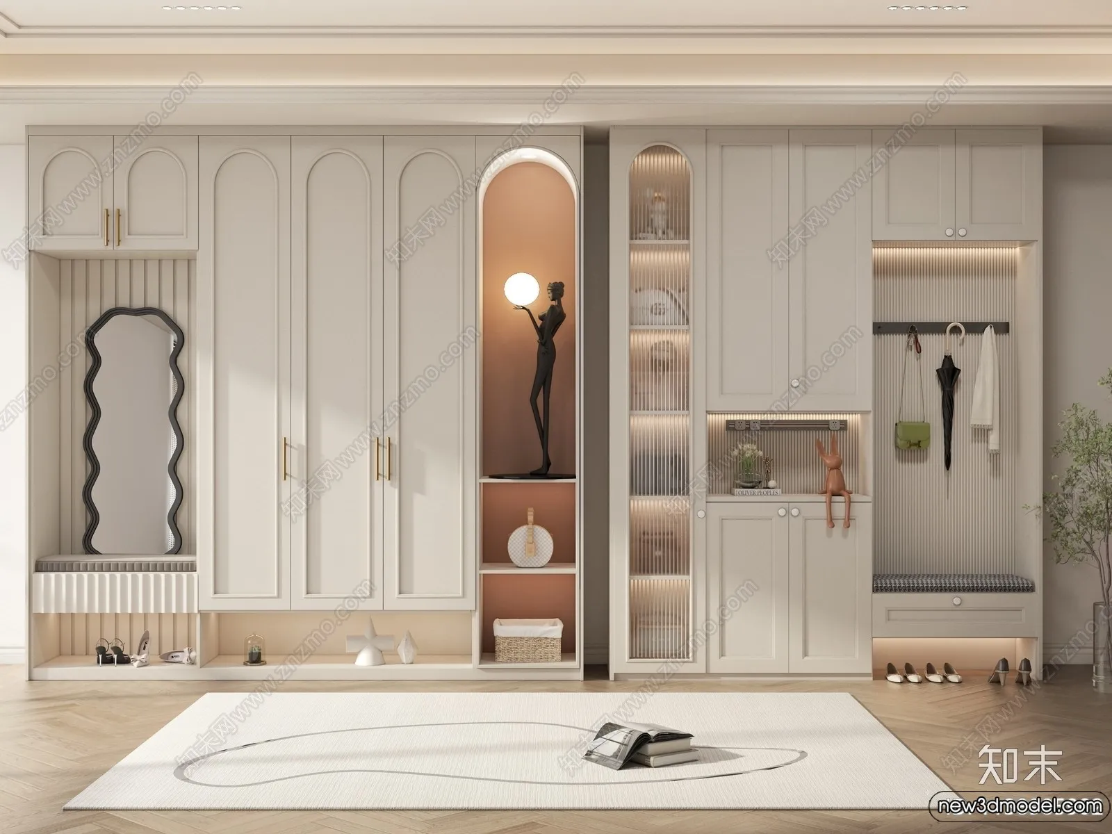 Shoe Cabinet and Racks - 3D Models for Interior - 031