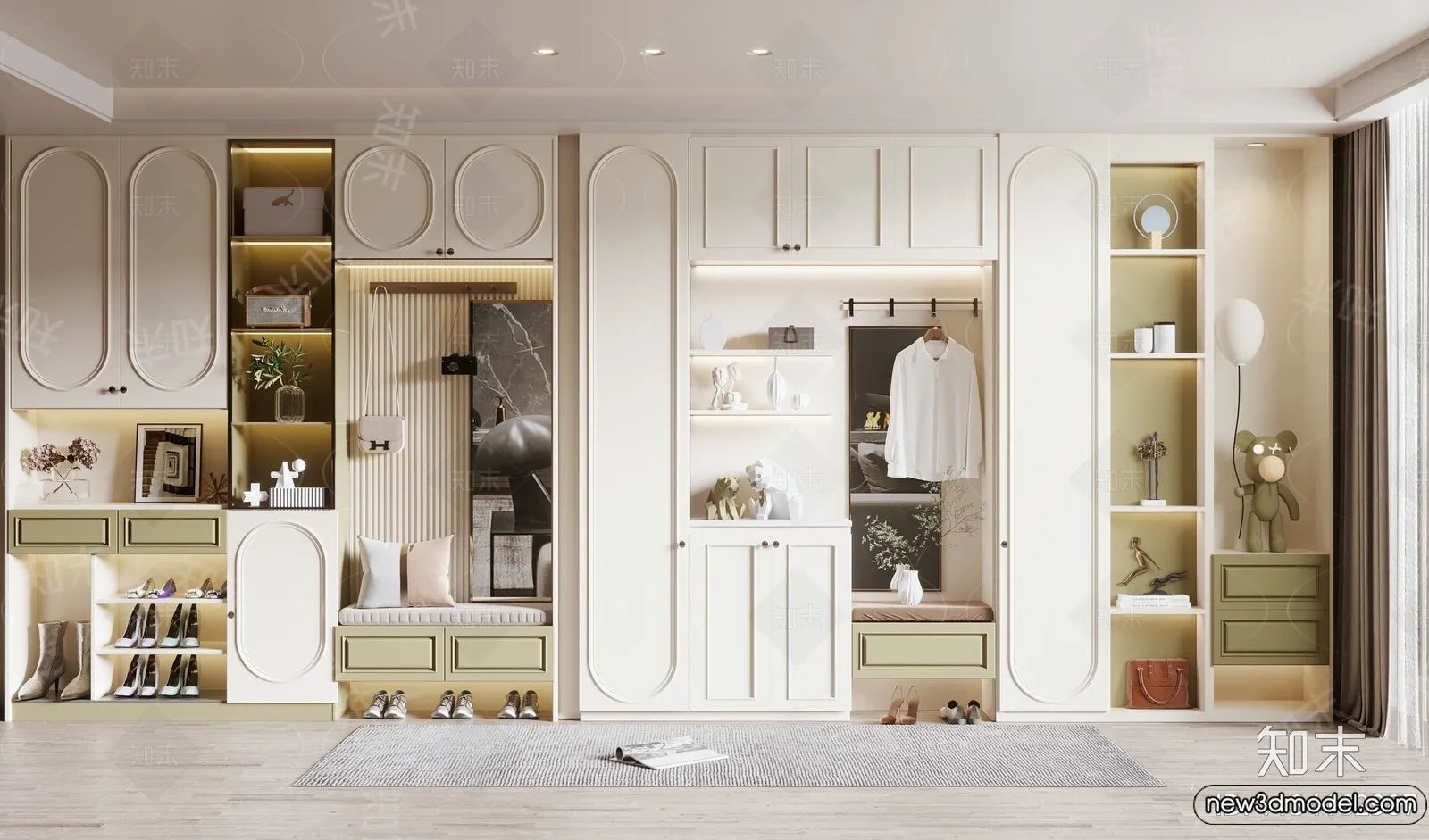 Shoe Cabinet and Racks - 3D Models for Interior - 032