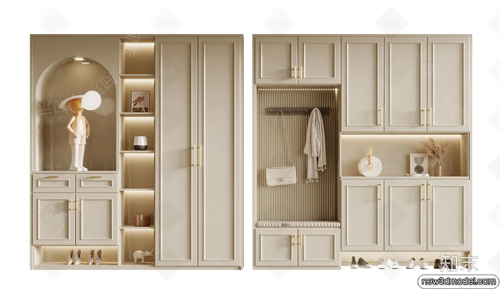 Shoe Cabinet and Racks - 3D Models for Interior - 033