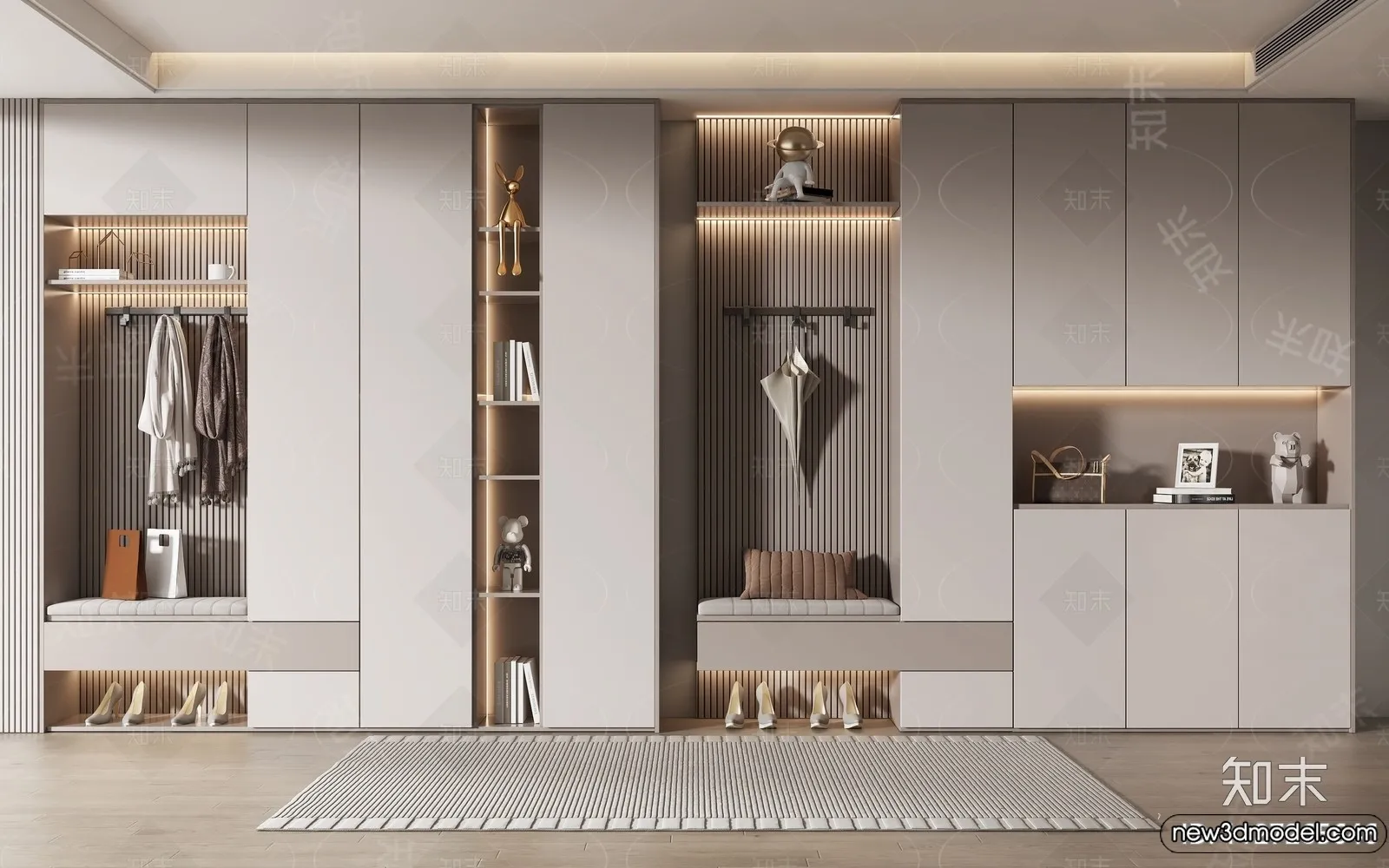 Shoe Cabinet and Racks - 3D Models for Interior - 035