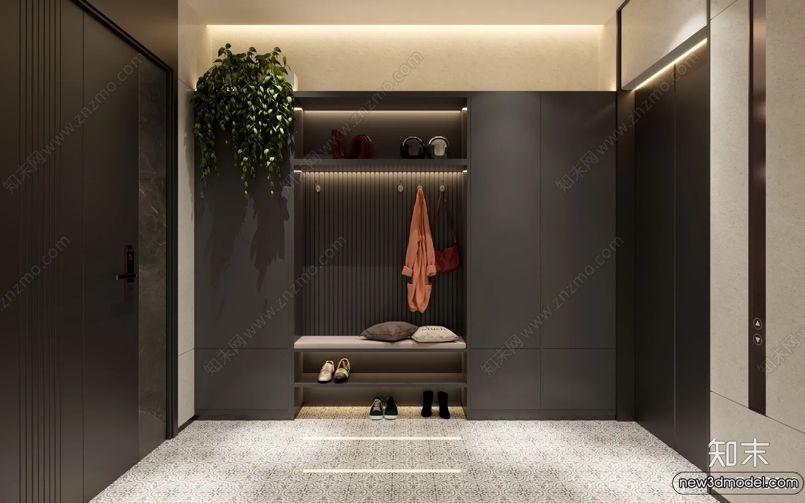 Shoe Cabinet and Racks - 3D Models for Interior - 038