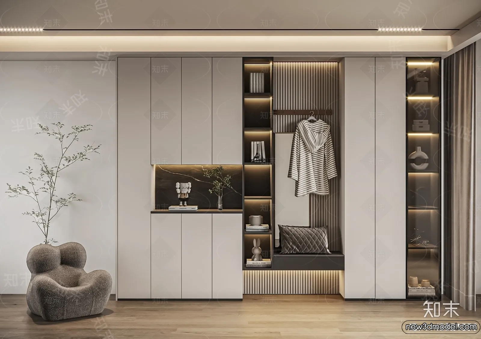 Shoe Cabinet and Racks - 3D Models for Interior - 039