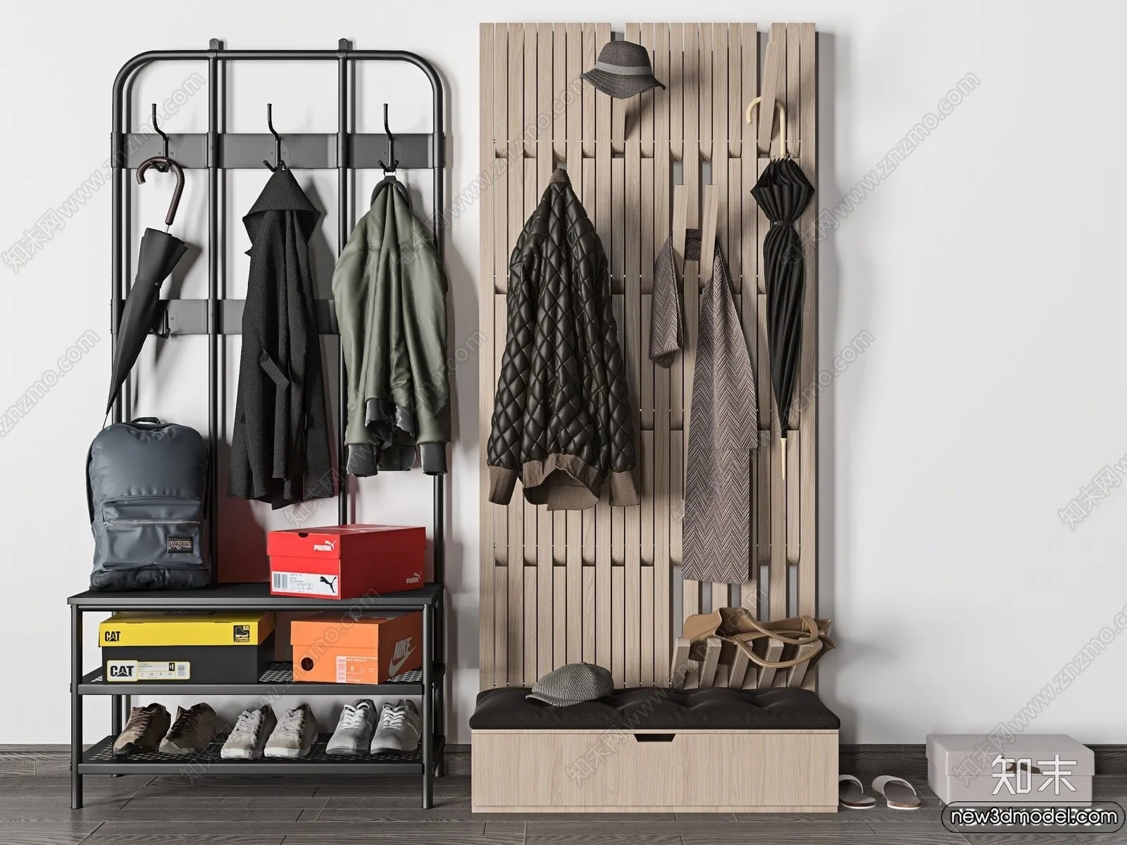 Shoe Cabinet and Racks - 3D Models for Interior - 041