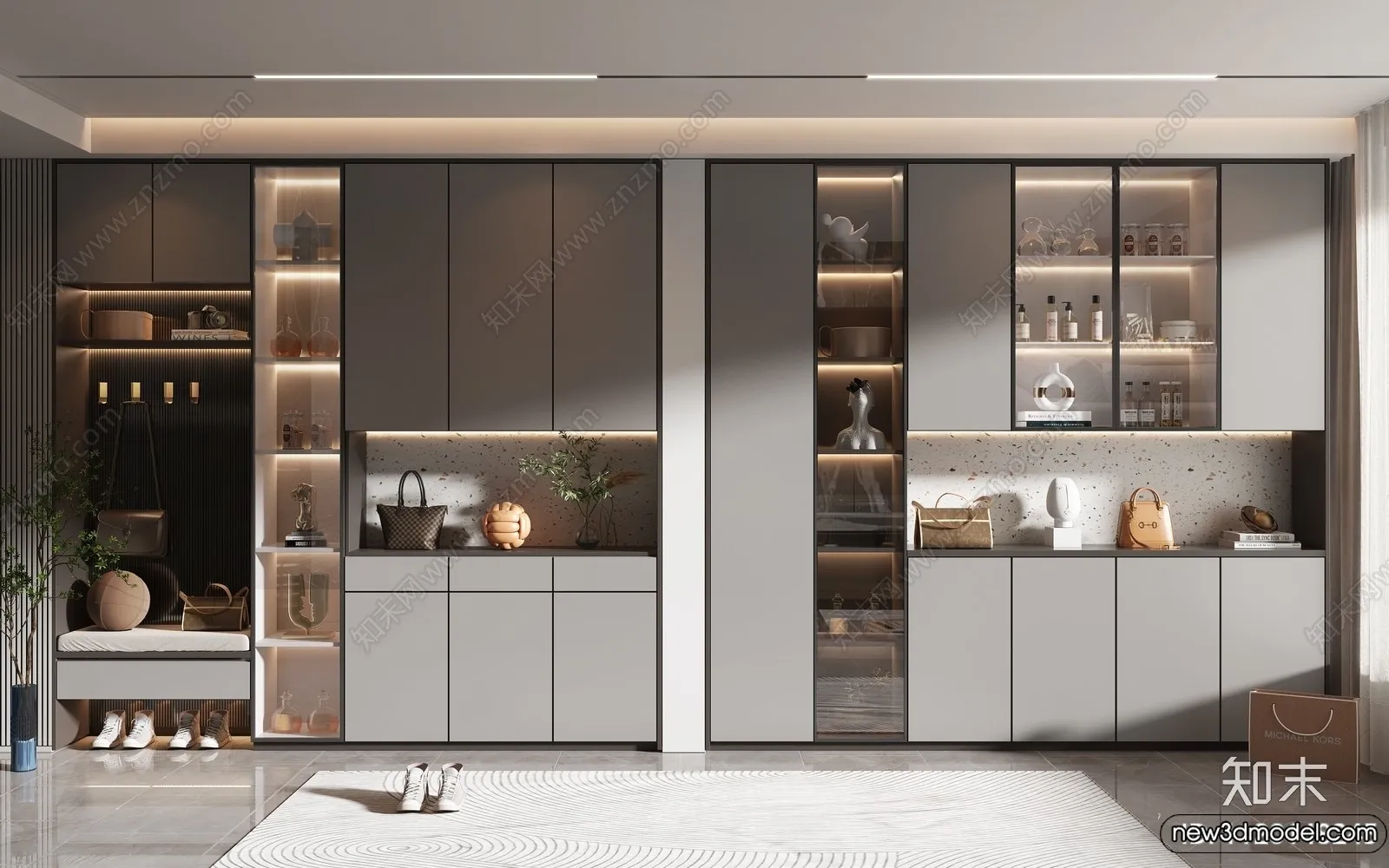 Shoe Cabinet and Racks - 3D Models for Interior - 043