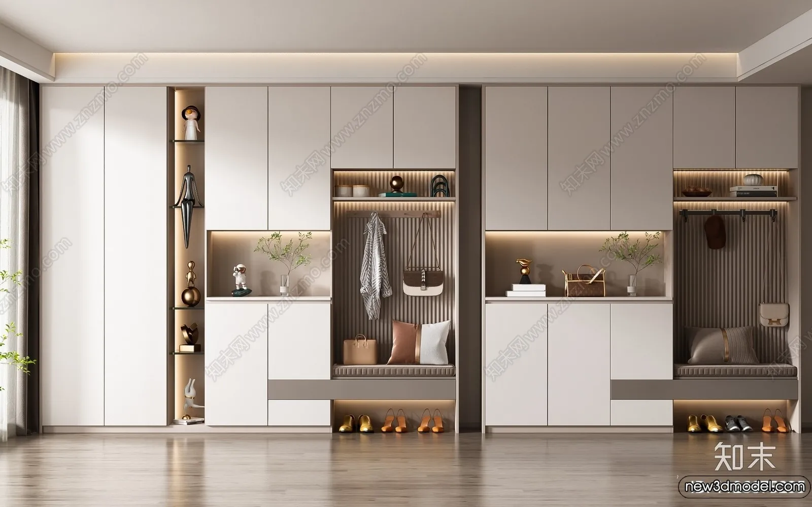 Shoe Cabinet and Racks - 3D Models for Interior - 044