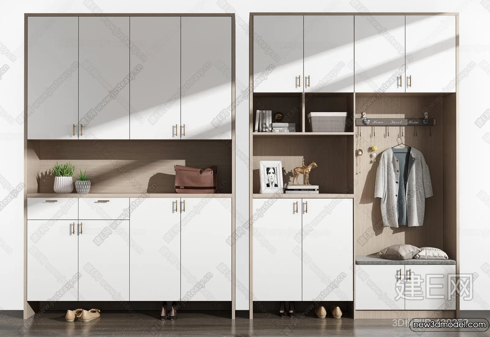 Shoe Cabinet and Racks - 3D Models for Interior - 045