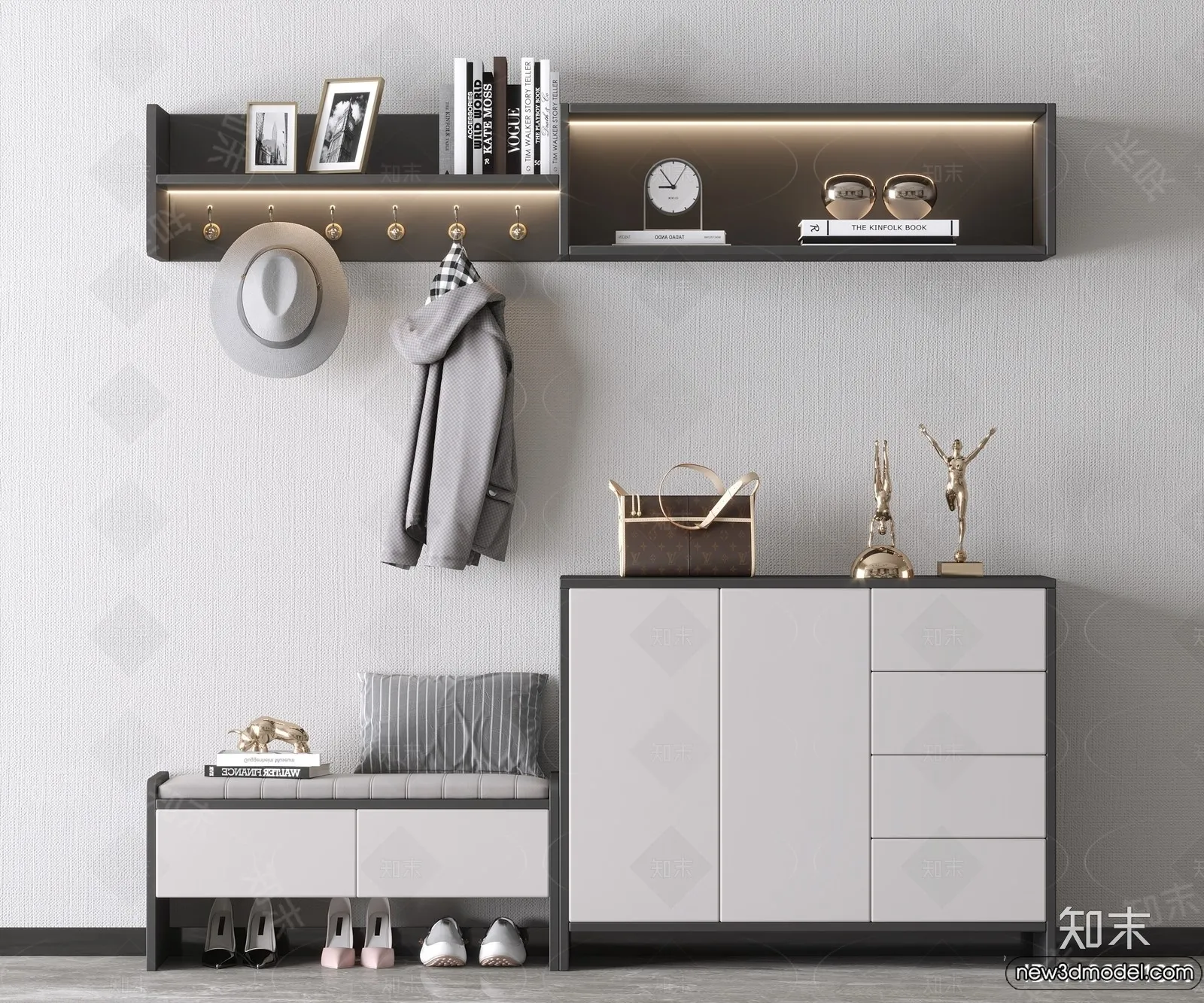 Shoe Cabinet and Racks - 3D Models for Interior - 046