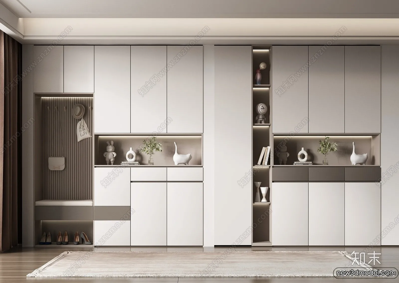 Shoe Cabinet and Racks - 3D Models for Interior - 049