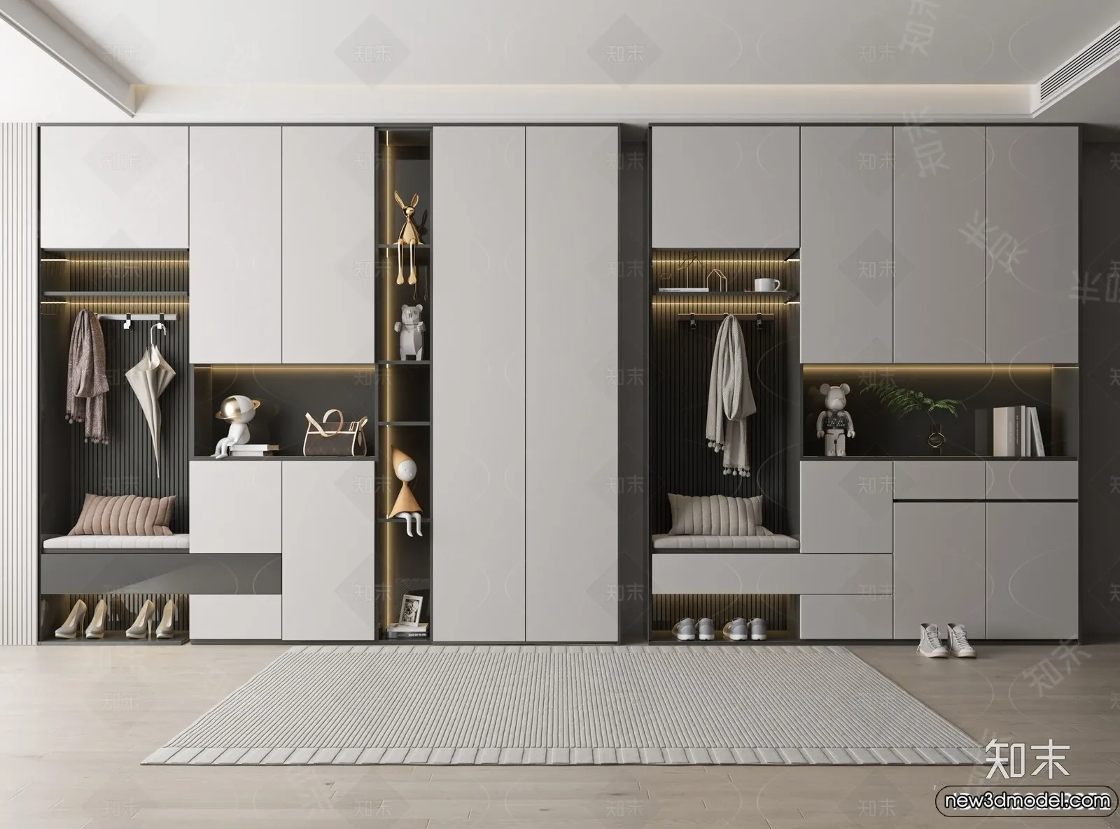 Shoe Cabinet and Racks - 3D Models for Interior - 052