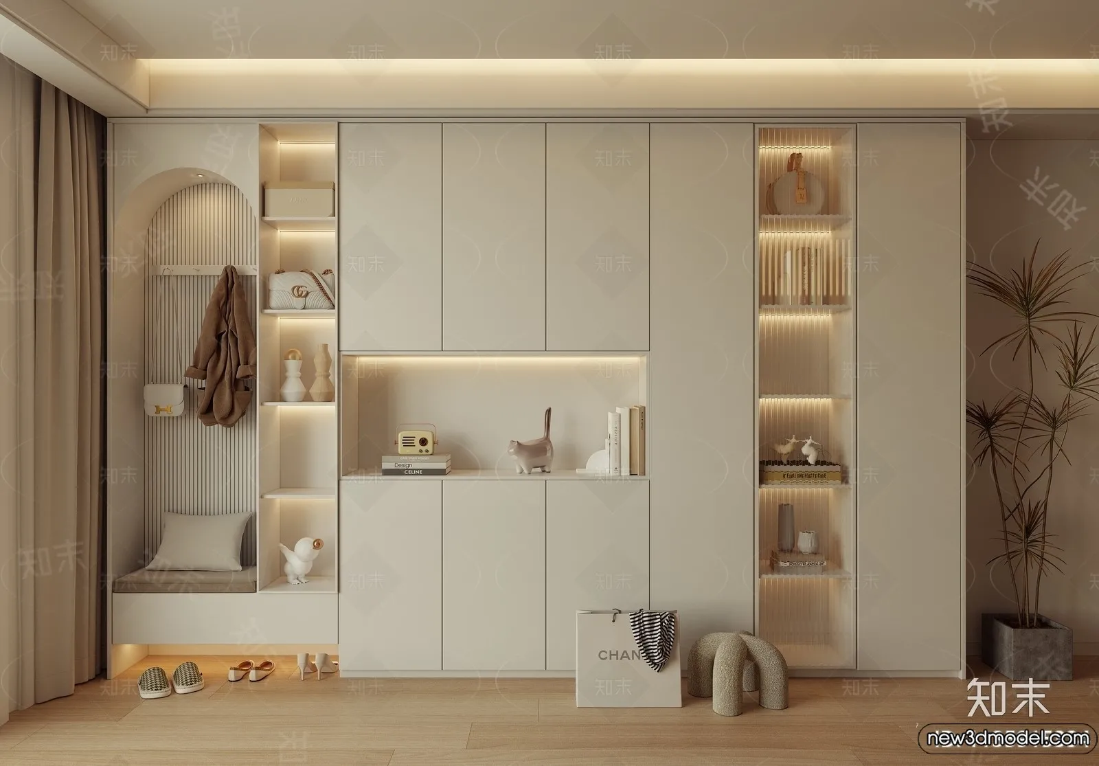 Shoe Cabinet and Racks - 3D Models for Interior - 053