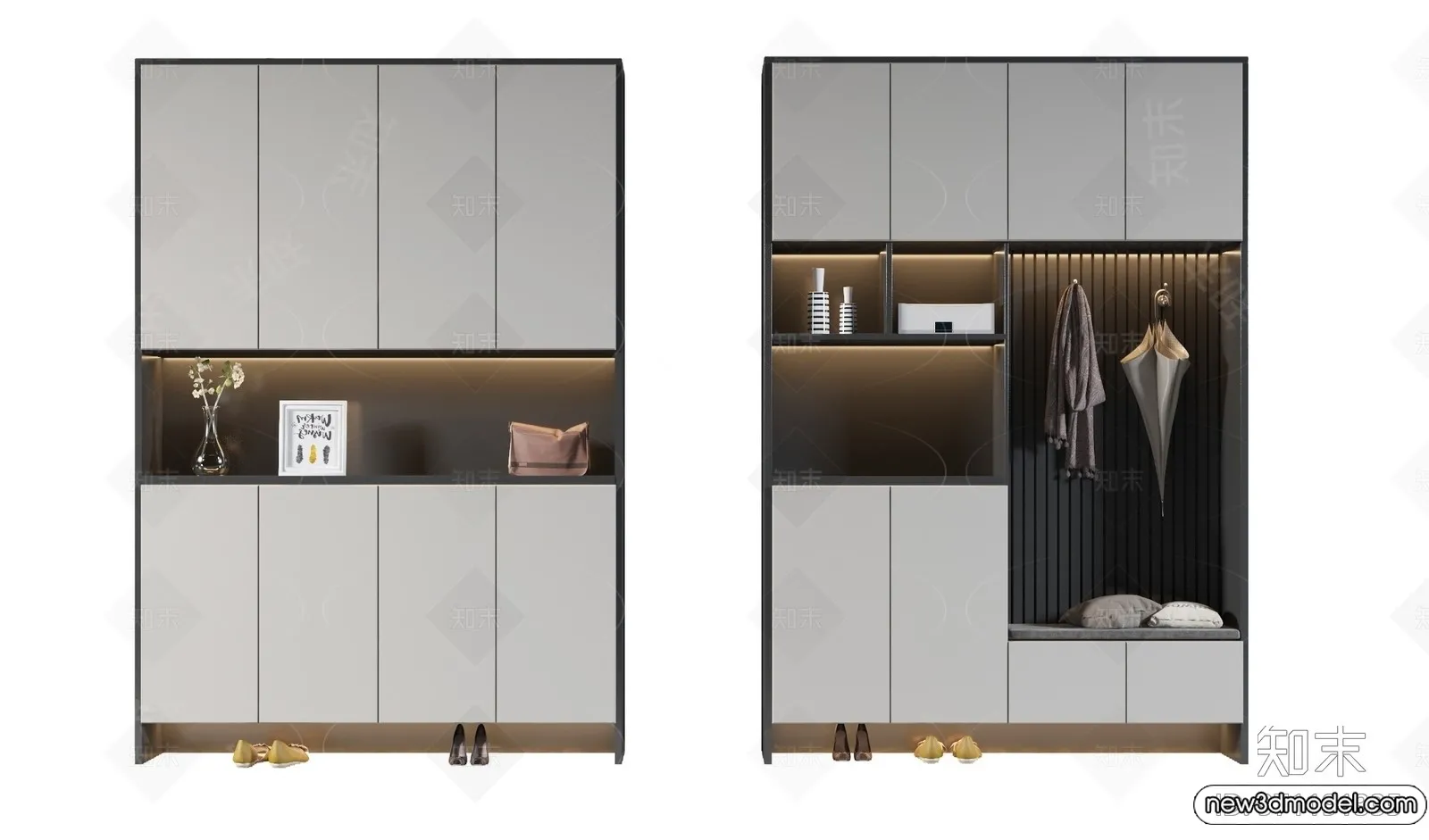 Shoe Cabinet and Racks - 3D Models for Interior - 054