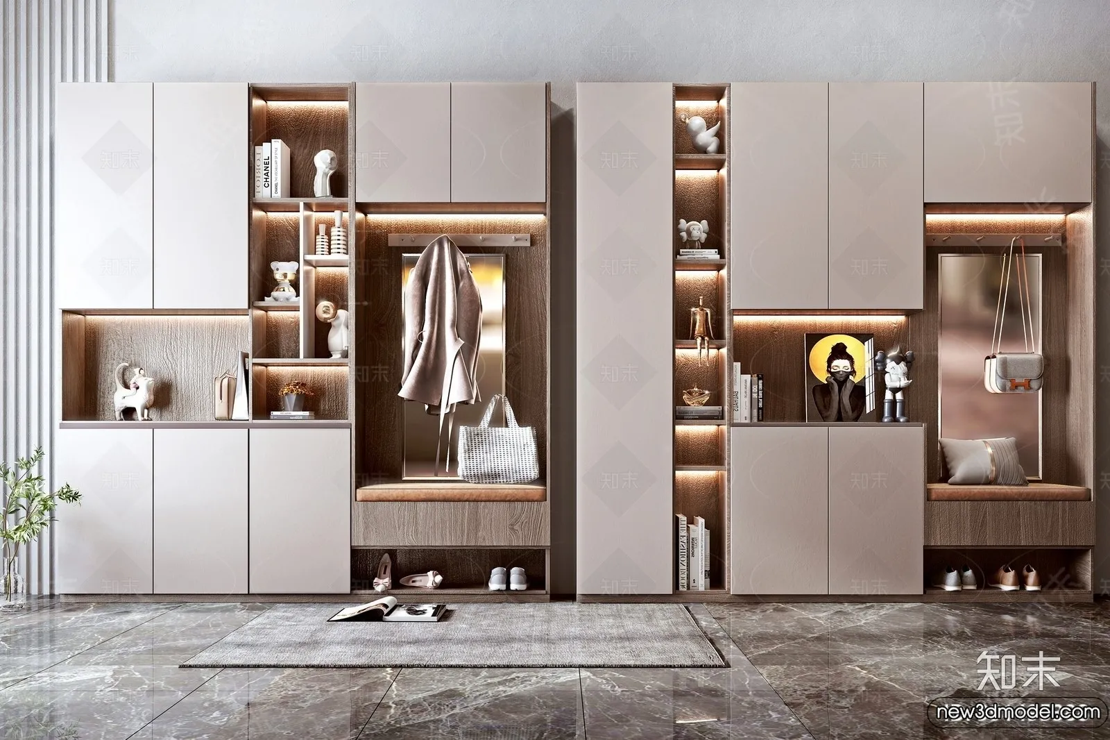 Shoe Cabinet and Racks - 3D Models for Interior - 055