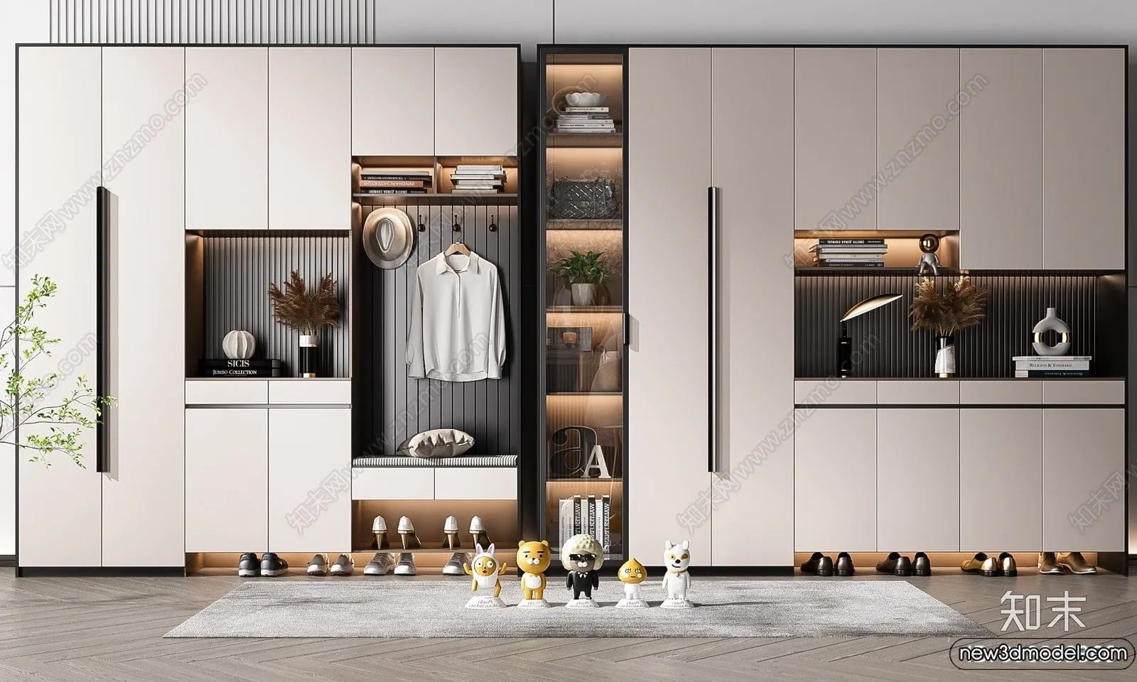 Shoe Cabinet and Racks - 3D Models for Interior - 056