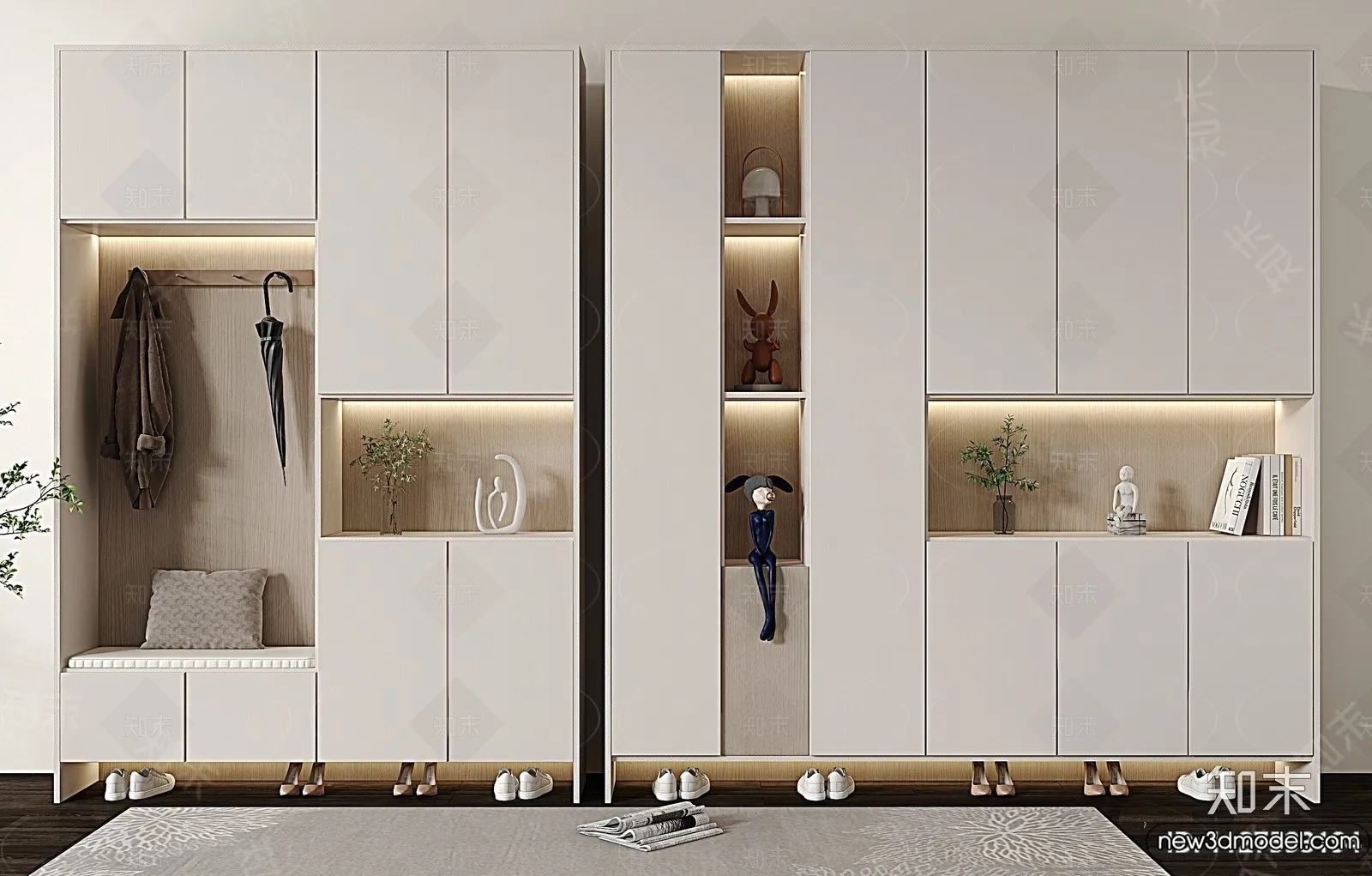 Shoe Cabinet and Racks - 3D Models for Interior - 058