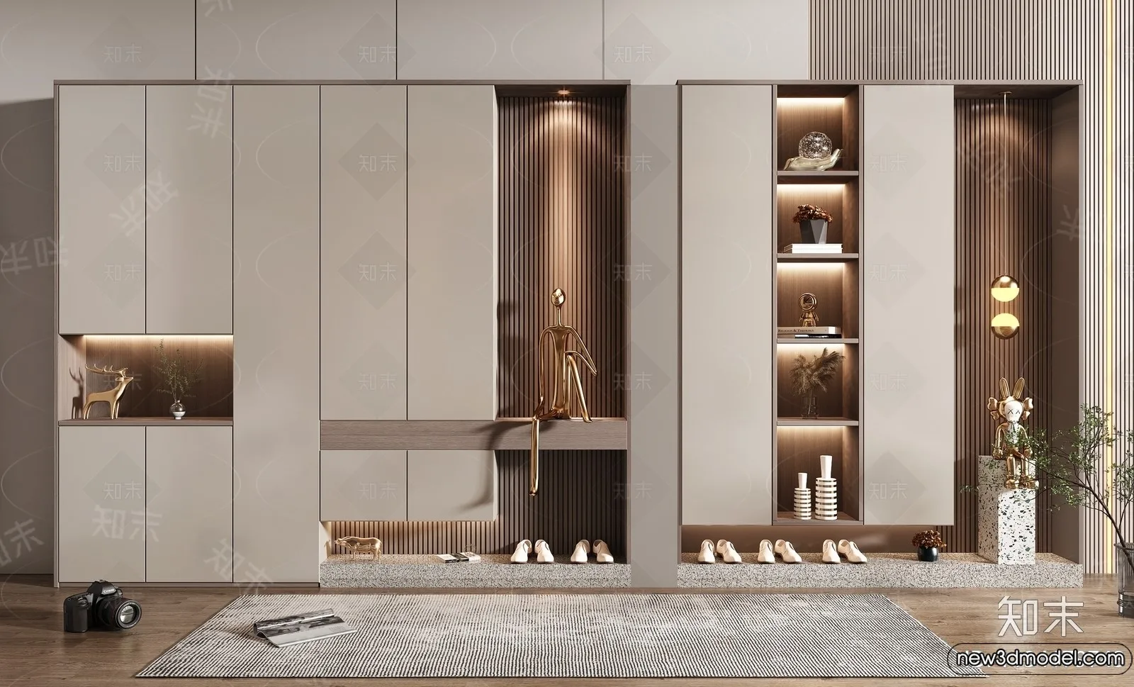 Shoe Cabinet and Racks - 3D Models for Interior - 060