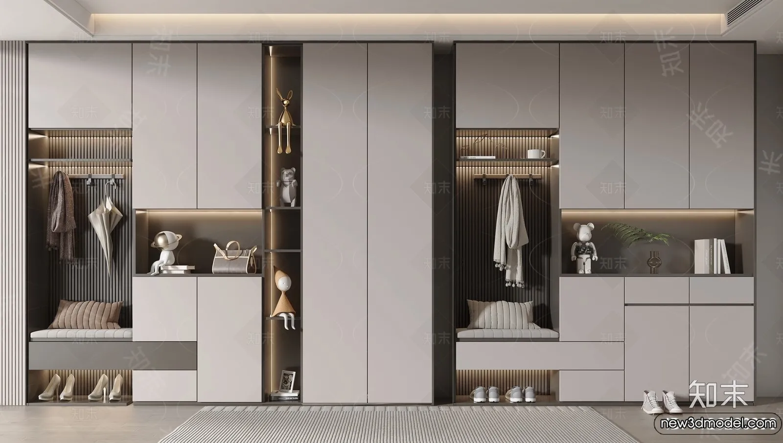 Shoe Cabinet and Racks - 3D Models for Interior - 061