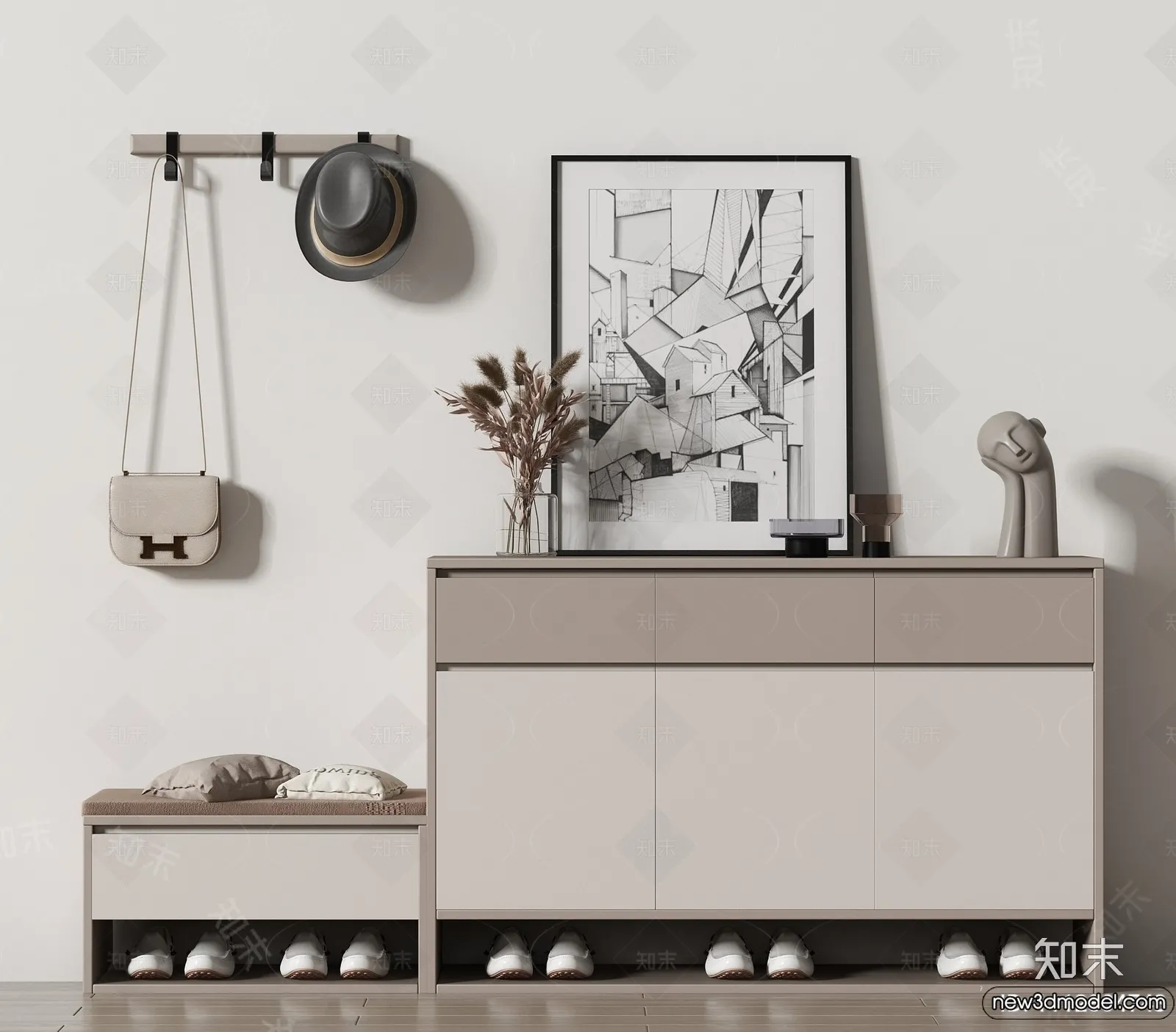 Shoe Cabinet and Racks - 3D Models for Interior - 062