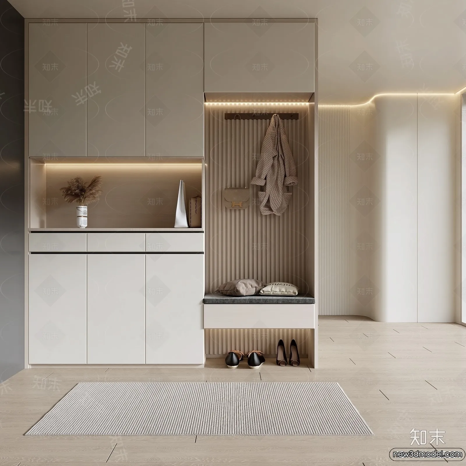 Shoe Cabinet and Racks - 3D Models for Interior - 064